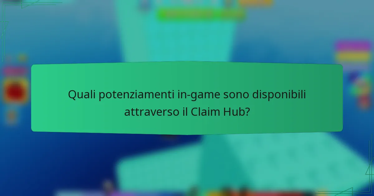 Quali potenziamenti in-game sono disponibili attraverso il Claim Hub?